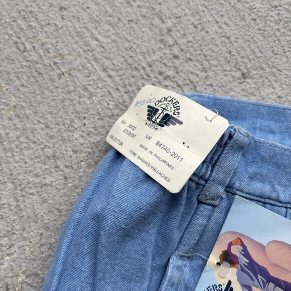 Deadstock 80s Dockers Jeans Mens 30x32 Pleated Denim Levis Cargo Tapered Vintage - Picture 6 of 15
